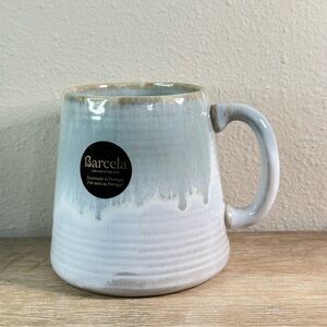 Barcela Portugal Handmade Stoneware Pottery Large  Coffee/Tea Mugs white/blue